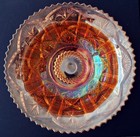 VINTAGE AMBER IRIDESCENT MARIGOLD CARNIVAL GLASS BOWL. RARE SUNBURST DESIGN 7.5" — photo 1