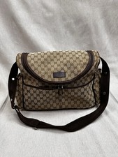 Borsa vintage Gucci pannolino/fotocamera messenger GG monogramma marrone marrone marrone tela pelle
