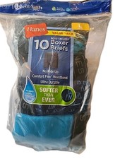 Hanes Underwear Boys Large 12/14 Boxer Briefs Tagless Cool Comfort 10 Pack New