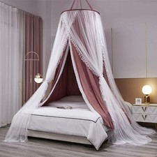 Double Layer Princess Round Dome Canopy Bed Curtain for Girls Adults,Children