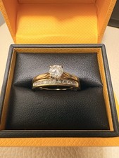 18ct Gold Rings Size P Solitaire And Channel Setting.