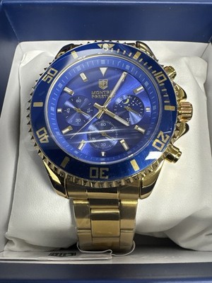 Montres Prestige Norellis MPW-0093 Blue Gold Men s Watch New in Box