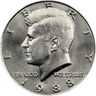 1988-P Kennedy Half Dollar Coin - P Mint - (UNC) Brilliant Uncirculated