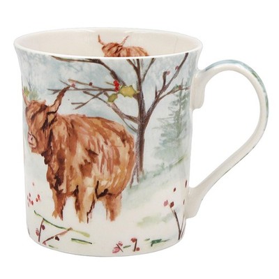 Christmas Mug Fine China Tableware Gift Boxed - Highland Cow