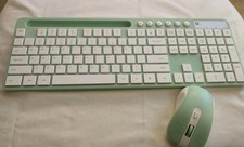 Pre Owned 2.4GHz Wireless Keyboard With Mouse Mint Green Color