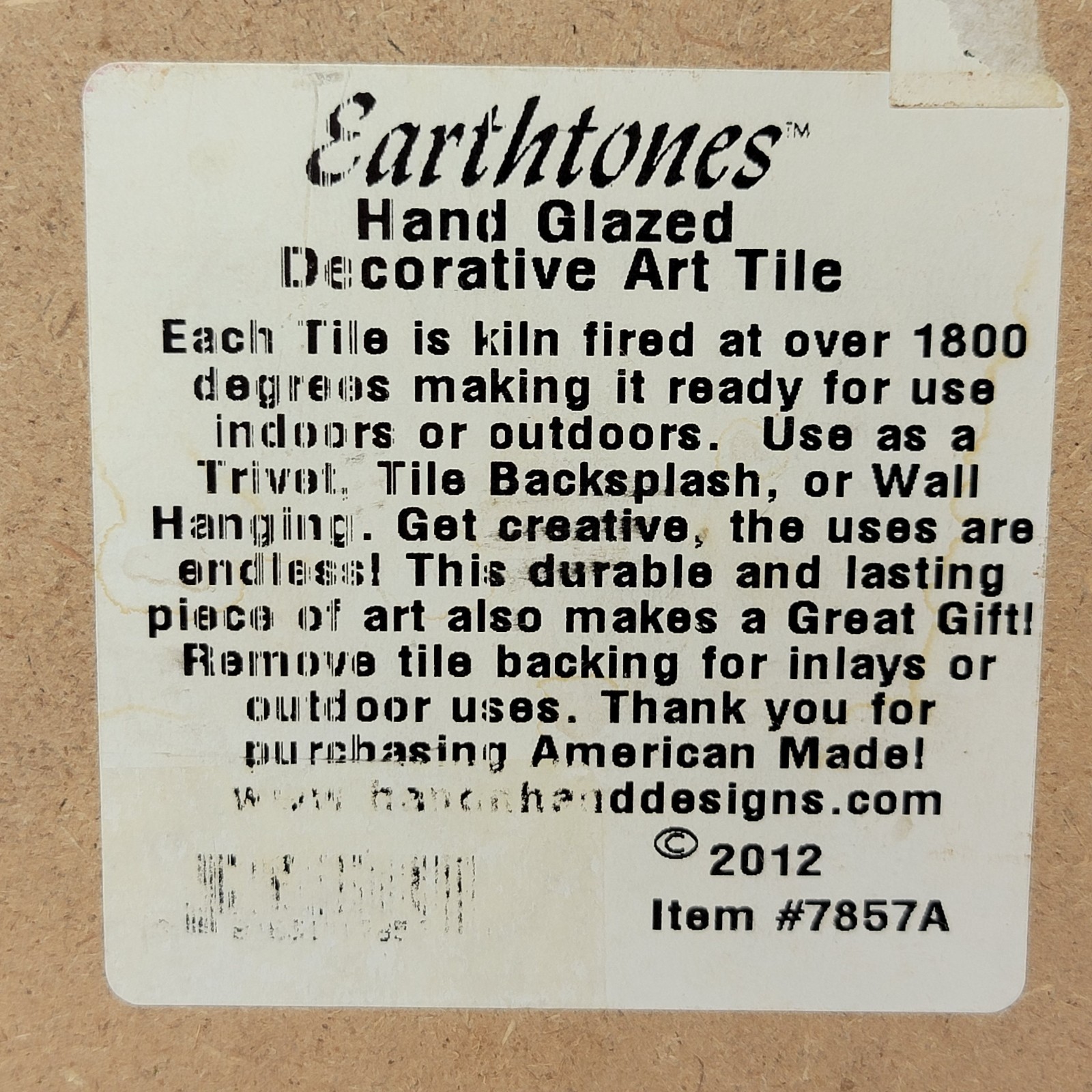 Earthtones Tile Trivet Hand Glazed Kiln Fired Southwest Flower Hummingbird 6x6