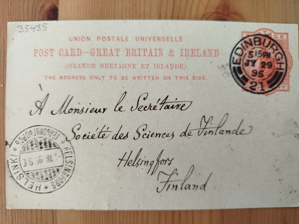Autograph postcard Peter Guthrie Tait 1895 Scientist Edinburgh Helsinki  - Bild 3 von 3