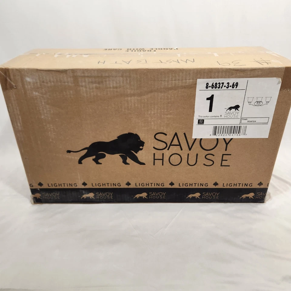 Luz tocador baño 3 luces Savoy House 8-6837-3 peltre yates 22,75" W Foto 3 de 3