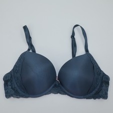 Victoria's Secret Dream Angels Push-Up Bra 38B Dusty Teal Blue Lace Trim