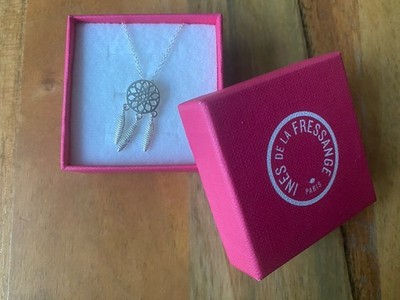 INES DE LA FRESSANGE Traumfänger mit Feder Silber 925 Collier Anhänger+Kette NEU