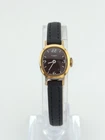 Vtg Brown Dial Ladies Gold-Toned Manual Wind Mechanical Timex Watch 17mm Case