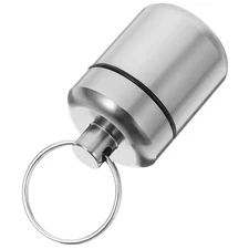 Small Titanium Pill Holder with Keychain Coin Banded Plugs