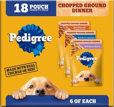 Pedigree Chopped Ground Dinner Wet Dog Food Pouches Variety Pack, 3.5 oz Pouches