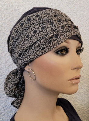 Tuch MÜTZE CHEMO TURBAN Leicht Damen Wickelturban Krebs Chemomütze Bänder Luna