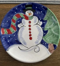 The cellar X Macy's Snowman 8 in Plate, Hand Painted in Italy