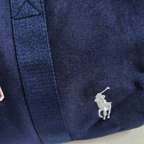 Polo Ralph Lauren Unisex Multicolored Logo Patch Duffle Outer Side Pocket Navy - Picture 10 of 21