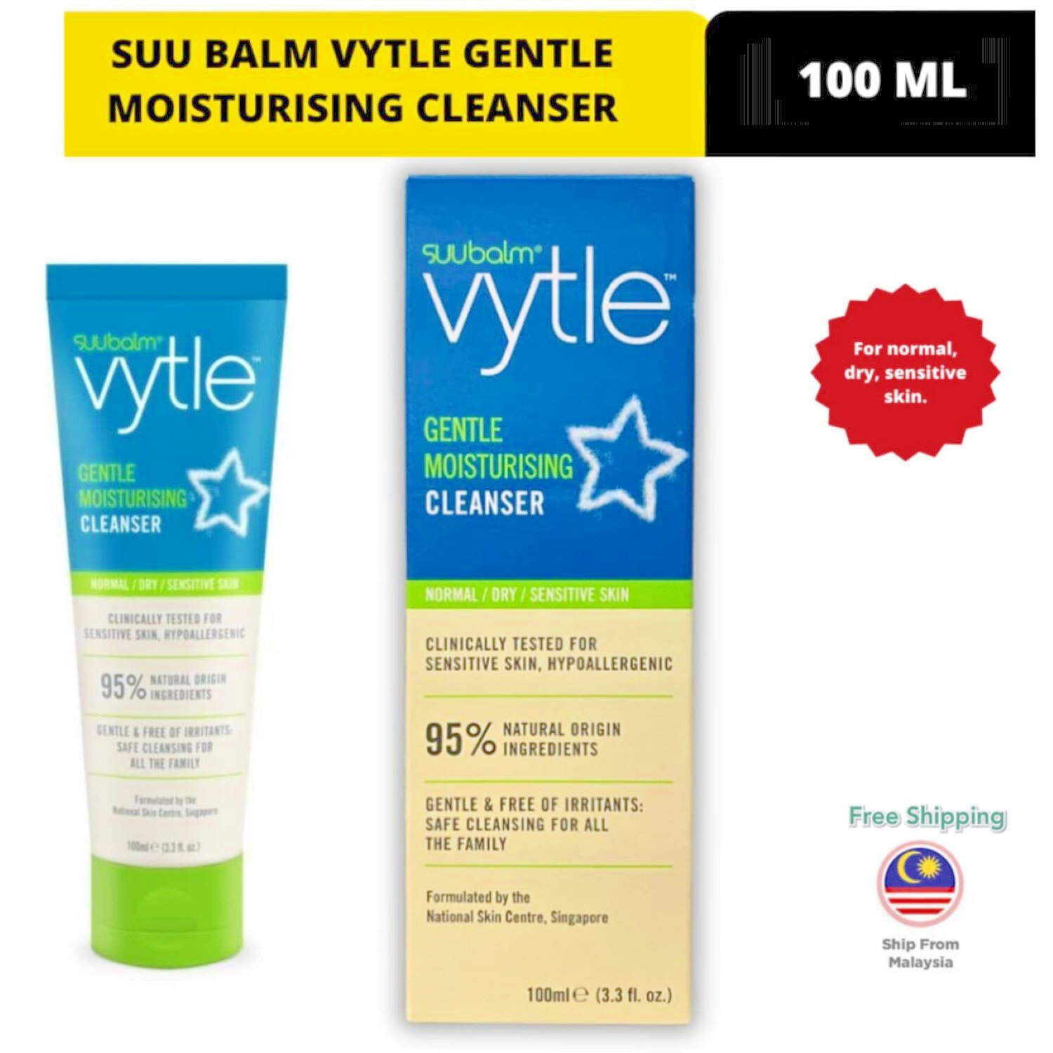 SUU BALM VYTLE Gentle Moisturising Cleanser From Top to Toe 100ml x 2