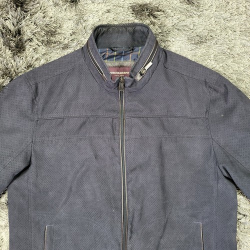 Giacca bomber Johnston & Murphy uomo grande blu ecopelle scamosciata manica lunga full zip - Foto 10 di 22
