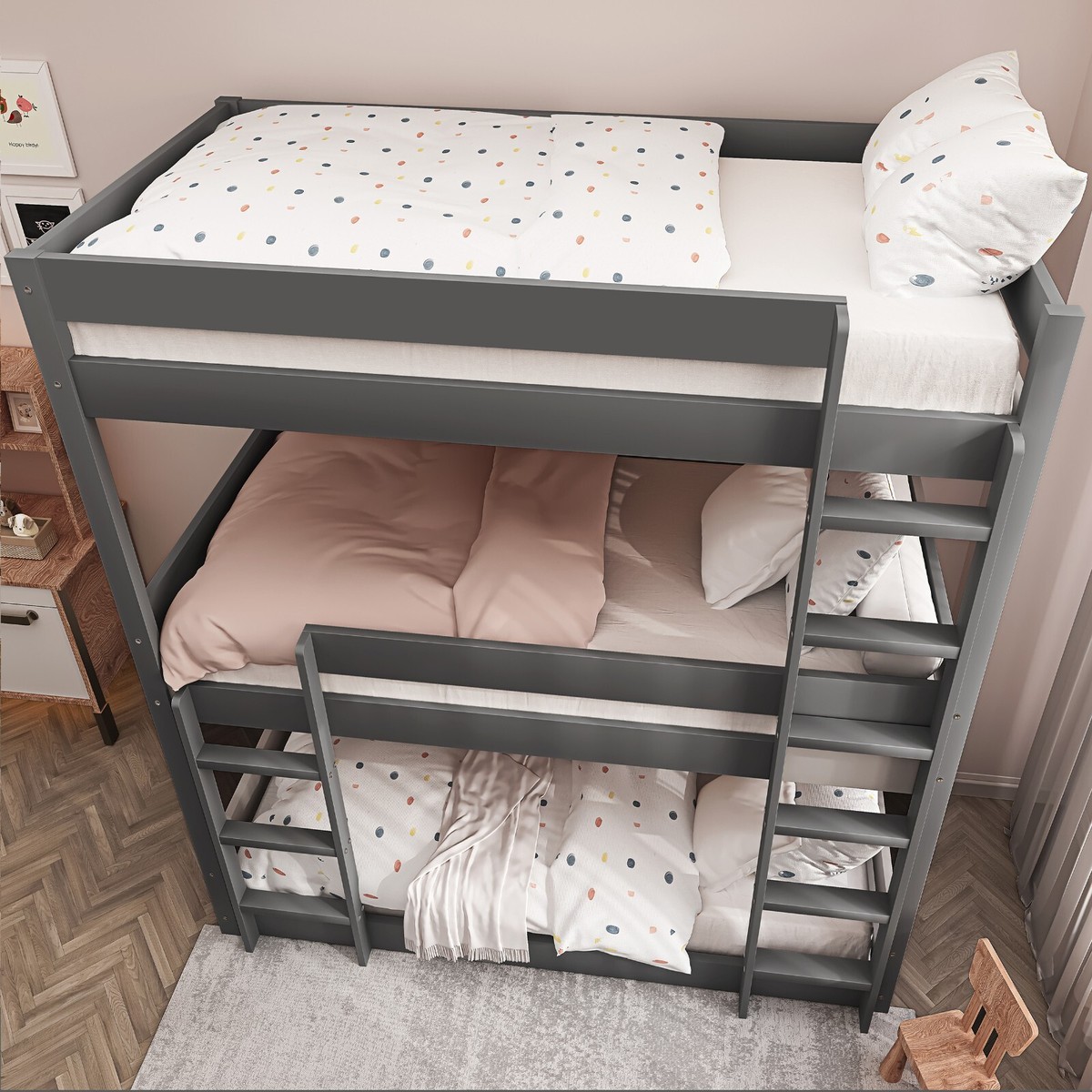 Triple Bunk Beds Kids Children High Sleeper Pine 3FT Single Wooden Triple Bunk Beds Kids Children High Sleeper Pine 3FT Single Wooden