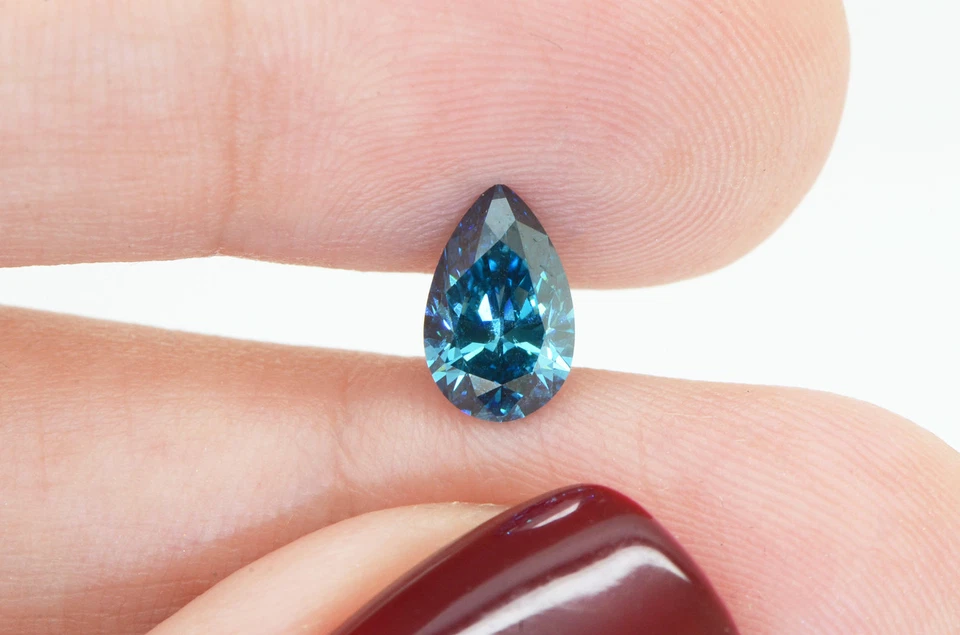 Pear Shape Diamond Fancy Blue Color Loose Real 1.02 Carat VS2 Natural Enhanced - Image 2 of 4
