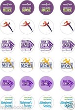 24x PRECUT ALZHEIMERS SOCIETY/MEMORY WALK RICE/WAFER PAPER CUP CAKE TOPPERS