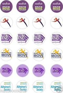 24x PRECUT ALZHEIMERS SOCIETY//MEMORY WALK RICE//WAFER PAPER CUP CAKE TOPPERS