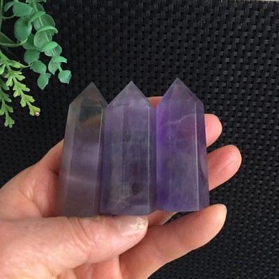 146g 3pcs Indigo Fluorite Point Tower Stone Quartz Crystal