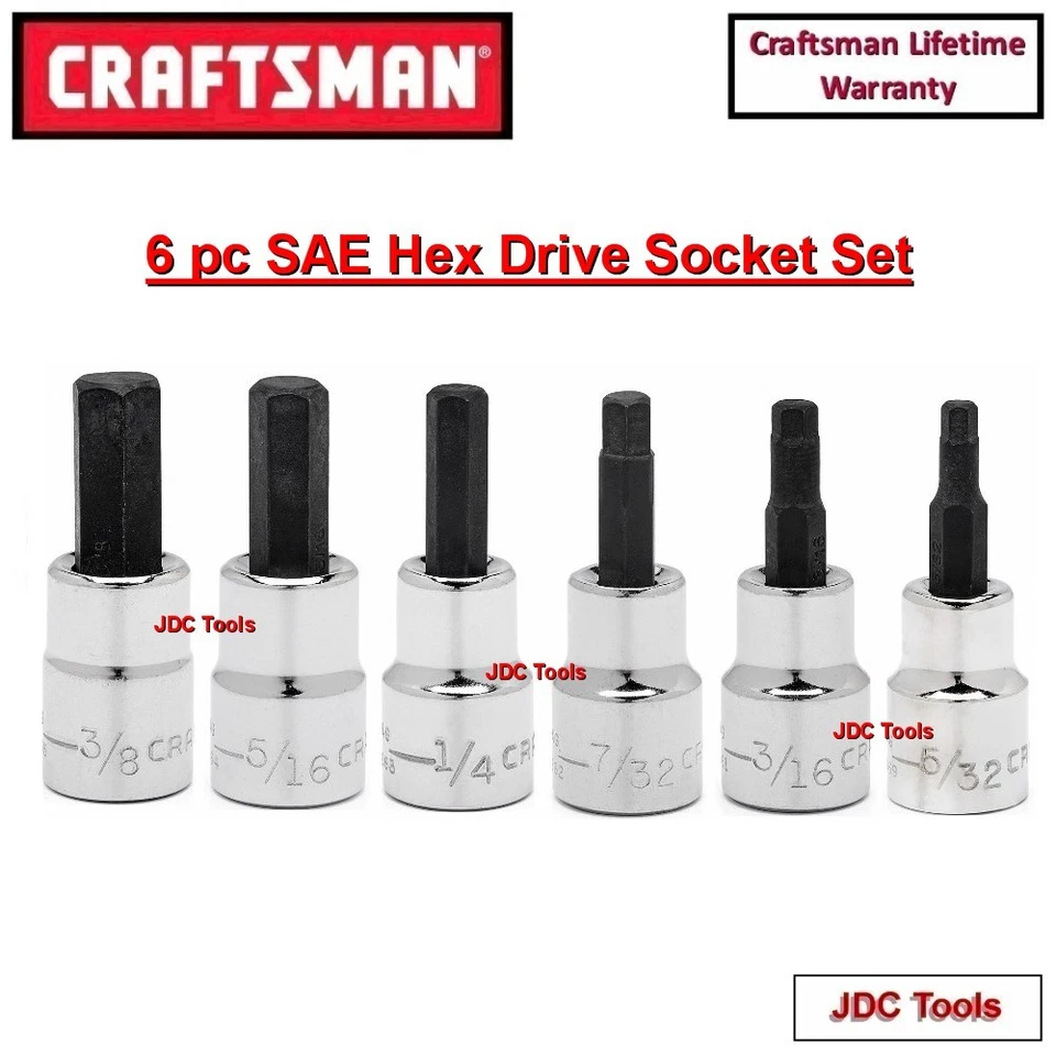CRAFTSMAN 17pc 1/4 3/8 SAE METRIC Hex Allen key bit ratchet wrench socket set - Image 3 of 4
