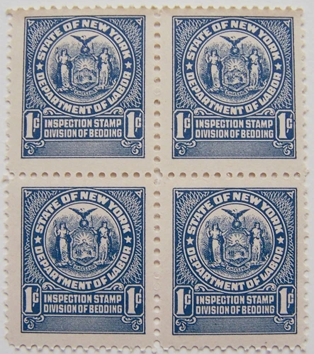 USA - State of New York - Inspection stamps in block of 4 MNH