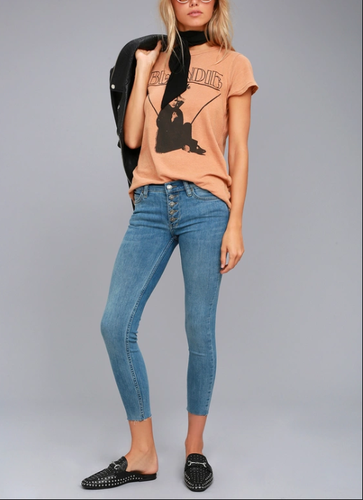 Free People Sz 31 Reagan Raw Hem Button 