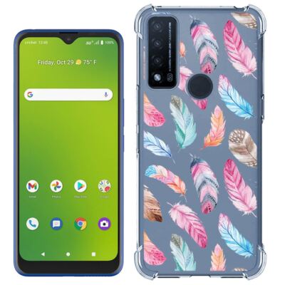 For Cricket Innovate Dream 5G Icon 3 TPU Case+Glass(Color Feathers)