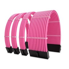 Pink Customization Mod Sleeved Extension Power Supply Cable Kit PC 24 Pin ATX