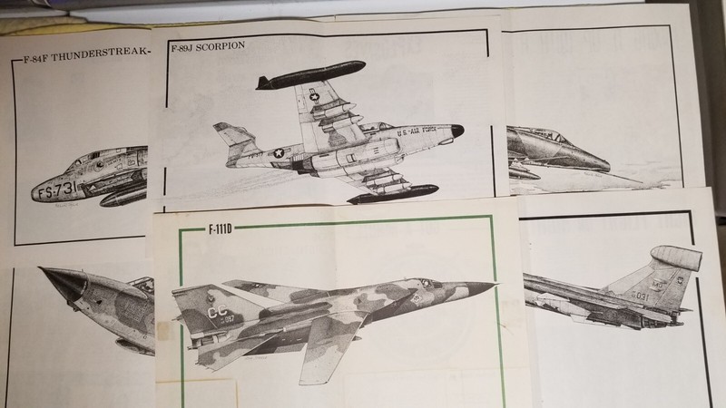 Vintage Set of 6 USAF Aircraft Drawings, 17" x 8 1/2", USED