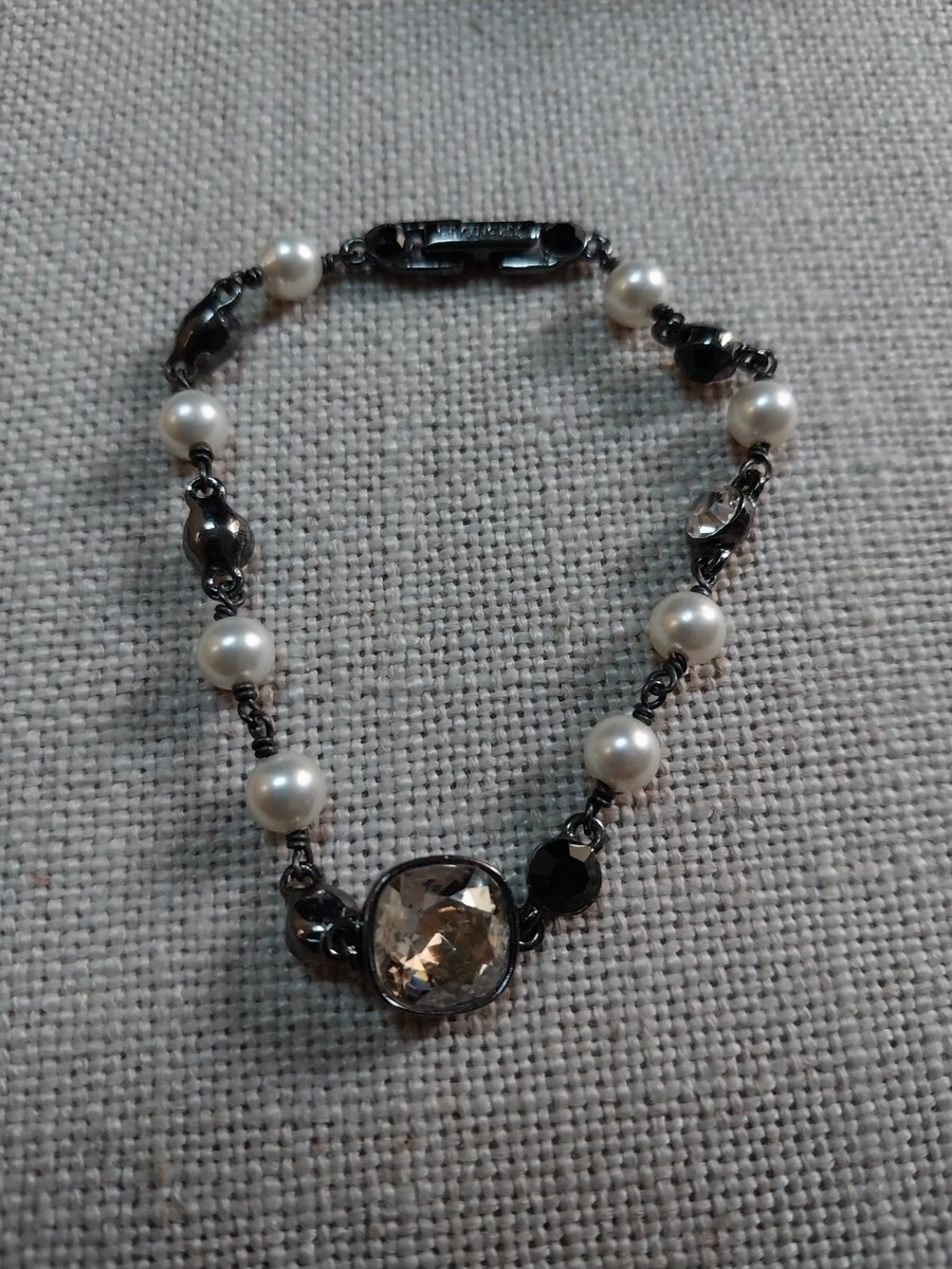 アクセサリー Vintage GIVENCHY Line Stone Bracelet Vintage Givenchy Faux Pearl And Topaz Glass Stone Bracelet Chic