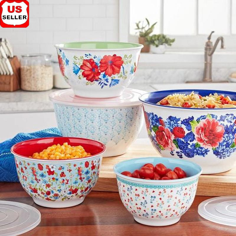 10-Piece BPA-Free Melamine Mixing Bowl Set for Food Prep and Serving