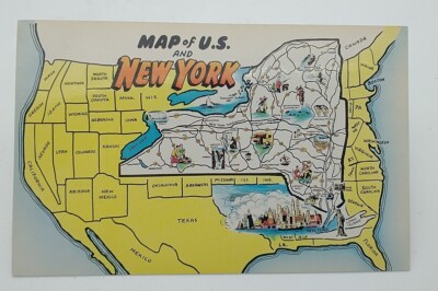 Postcard MAP SCENE State of New York NY AS1269