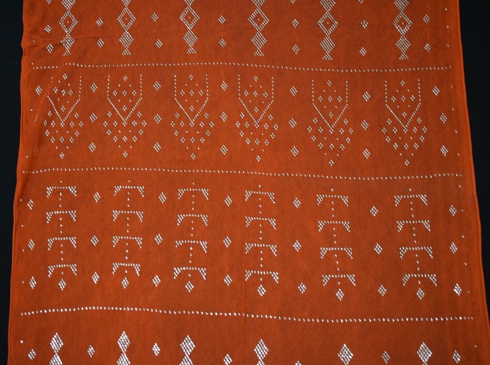 Оранжевый египетский Assuit серебро металла / сетки тюль ткани надежном шаль шарф - Изображение 3 из 4