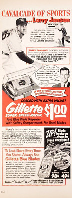 PRINT AD Gillette Super Speed Razor Blue Blade Dispenser 1952 Larry Jansen