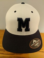 White Blue Block M University Of Michigan Baseball Hat Cap Pacific Headwear S/M