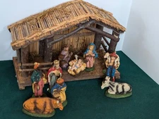 Vintage Italian Nativity Set Christmas Manger Scene Stable + Figures Made Italy