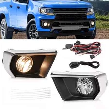 Pair For Chevrolet Colorado 2021-2022 Fog Lights W/ Chrome Bezel Wires Switch