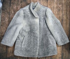 Rare Women's HlÍn Grey Icelandic Sheepskin Wool Coat Hlin Size 40