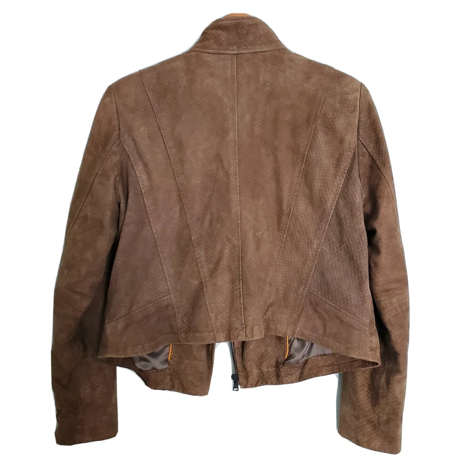 Chaqueta de gamuza Kenneth Cole estampado de serpiente marrón moto talla L pequeña Foto 3 de 4