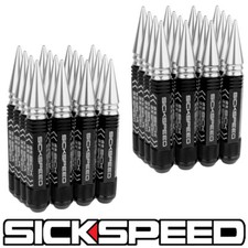 Sickspeed 32 Pc Black 5 12 Long Polished Spiked Steel Lug Nuts 14x1.5