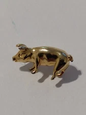 Gold Tone Pig Hog Figure Tack Pin