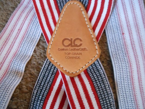 SUSPENDERS CLC Custom Leathercraft Men's Heavy Duty Work Top Grain Cowhide Flag - Picture 3 of 8