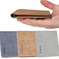 Mens Slim Front Pocket Wallet Leather ID Window Card Holder Money Purse Billfold