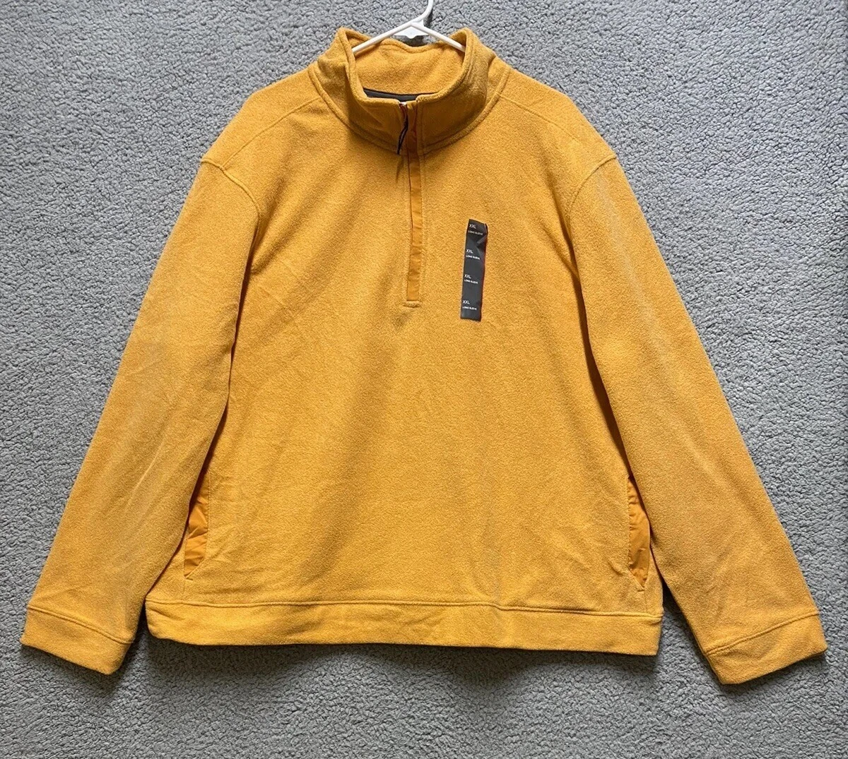 All In Motion Sweatshirt Mens 2XL Yellow Fleece 1/4 Zip Mock Neck Sweater