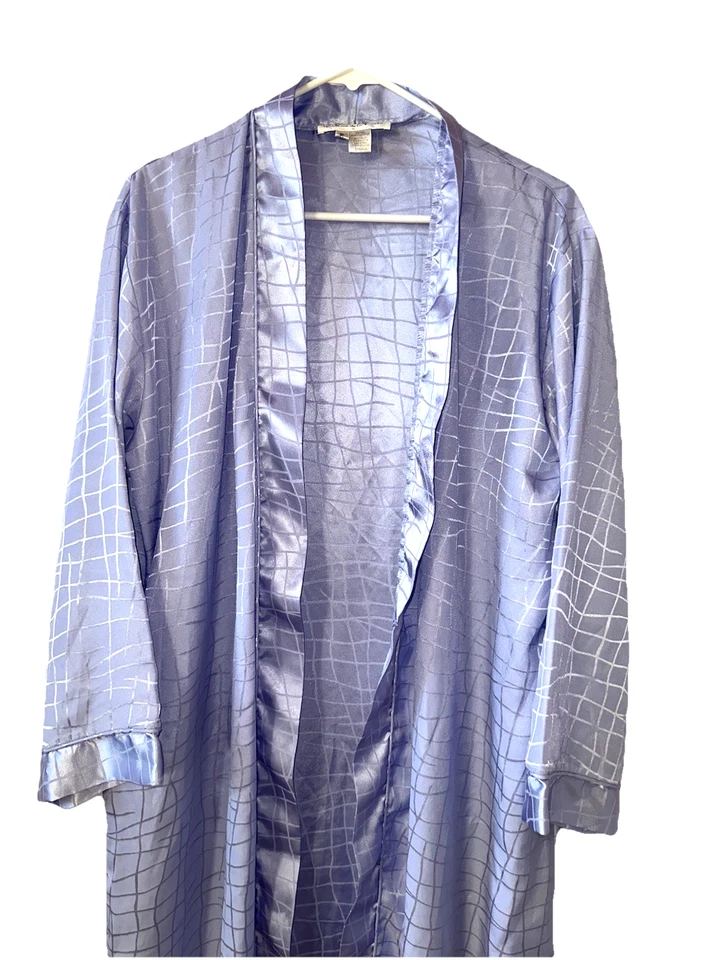 Bata larga satinada OSCAR DE LA RENTA x Neiman Marcus talla S azul púrpura sin corbata de colección Foto 2 de 4