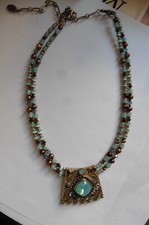 Designer Halskette Michal Golan Perlen Kristall Amazonit Sodalith Grün Türkis